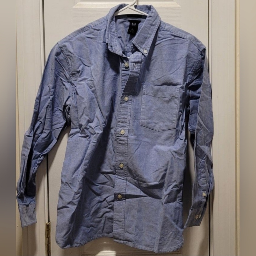 GAP Boy's Oxford Blue Long Sleeve Dress Shirt Size L (10)